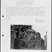 Photographs and research notes relating to graveyard monuments in Menmuir Churchyard, Angus. 
