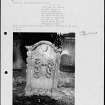 Photographs and research notes relating to graveyard monuments in Murroes Churchyard, Angus. 
