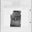 Photographs and research notes relating to graveyard monuments in Oathlaw Churchyard, Angus. 
