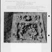 Photographs and research notes relating to graveyard monuments in Tealing Churchyard, Angus. 
