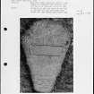 Photographs and research notes relating to graveyard monuments in Benholm Churchyard, Kincardineshire.
