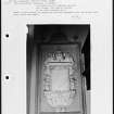 Photographs and research notes relating to graveyard monuments in Benholm Churchyard, Kincardineshire.
