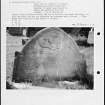 Photographs and research notes relating to graveyard monuments in Bervie Churchyard, Kincardineshire.
