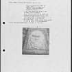 Photographs and research notes relating to graveyard monuments in Fordyce Churchyard, Banffshire and Moray.
