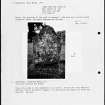 Photographs and research notes relating to graveyard monuments in Monzie Churchyard, Perthshire.