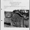 Photographs and research notes relating to graveyard monuments in Rhynd Churchyard, Perthshire.