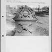 Photographs and research notes relating to graveyard monuments in Aucherderran Churchyard, Fife.  

