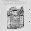 Photographs and research notes relating to graveyard monuments in Crail Churchyard, Fife.  
