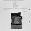 Photographs and research notes relating to graveyard monuments in Culross Wester Kirk, Fife.  
