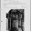 Photographs and research notes relating to graveyard monuments in Cupar Churchyard, Fife.  
