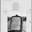 Photographs and research notes relating to graveyard monuments in Glenshee Churchyard, Perthshire. 

