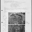 Photographs and research notes relating to graveyard monuments in Kinnaird Churchyard, Perthshire. 

