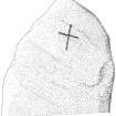 Scanned ink drawing of of Staredam standing stone with incised cross