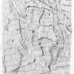 Scanned pencil drawing of incised outline cross with expanded arms and central dot