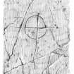 Scanned pencil drawing of incised linear cross with circle