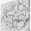 Scanned pencil survey drawing of incised outline cross with expanded arms, straight shaft and central dot