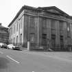 View from SSE showing SW and SE fronts of Oakshaw East United Free Church, 6-6A Oakshaw Street, Paisley. 