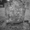 View of gravestone for Ned McCarandale 1779, Monzie churchyard.