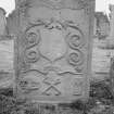 View of gravestone commemorating Finlay Robertson, 1769 in the churchyard of Moulin Church.