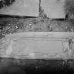 View of grave slab commemorating Thomas Alison, in the churchyard of Moneydie Parish Church.