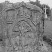 View of gravestone commemorating Gilbert Layell, 1785, in the churchyard of St Madoes Parish Church.