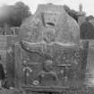 View of gravestone commemorating James Hog 1778 in the churchyard of Monikie Parish Church.