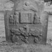 View of gravestone commemorating Hendry Fairlie 1755 in the churchyard of Monikie Parish Church.