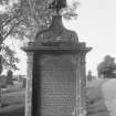 View of headstone commemorating George Gauld 1834 in the churchyard of Kirkton of Auchterhouse Parish Church.