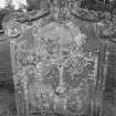 View of headstone in Dun churchyard.