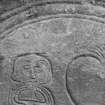 Detail of panel of Erskine tomb in Dun churchyard.
