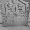 View of gravestone commemorating David Wood, 1778, in Maryton churchyard.
