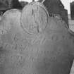 View of gravestone commemorating Robert Smart, 1804, in Maryton churchyard.
