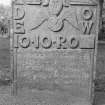View of gravestone commemorating the children of David Oeikenhead, 1714, in the churchyard of Farnell Parish Church.