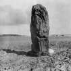 General view of standing stone from SW.
Original print bears annotation: 'No.2. Obverse of No.1. Taken in forenoon April 1895. A.F.Yule".