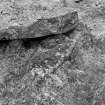 The chockstone below the fallen recumbent