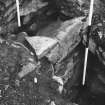 Excavation photograph : detail of outer revetment of defences on south side.