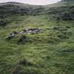 Muck, Fionn-aird. Hut (NM 4163 7873) and lazy beds. View from NE.