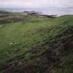 Muck, Fionn-aird. Huts and lazy beds. View from NNW.