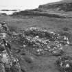 Muck, Leabaidh Dhonnchaidh. Building and farmstead. Detail of farmstead building (NM 41888 78704), looking across to building (NM 41825 78567). View from NE.