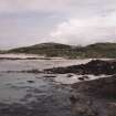 Muck, Coralag and Gallanach, New House. Fish trap (possible) and bungalow. View across Gallanach Bay from WNW.