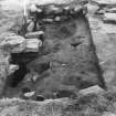 Excavation photograph : EL/I/D : pits and hollows of earlier occupation surviving below hearth.