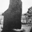 Macbeth's Stone, Belmont. View of standing stone from NW.
