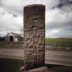 Aberlemno no 3, the Roadside cross-slab.  View of reverse, showing Pictish symbols and hunting scene.