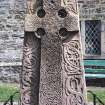Aberlemno no 2, the Churchyard Stone.
View of cross-bearing face of slab.