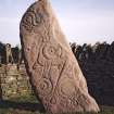 View of Aberlemno no 1 Pictish symbol stone.