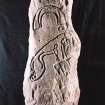 Flemington, Aberlemno, Pictish symbol stone, displaying horseshoe above Pictish beast symbol