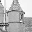 General view of turret and figure on Meldrum Tower, Fyvie Castle.