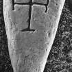 General view of early Christian cross-marked stone (reverse BJ1 with flash).