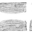 Govan 4 hogback stone: pencil survey drawing showing side elevations and end elevation
