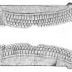 Govan 5 hogback stone: pencil survey drawing showing side and end elevations